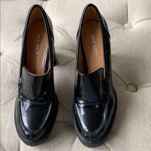 Black high heeled oxford